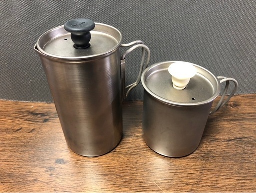 スノーピーク　チタン　カフェプレス　ミルクフォーマー　希少廃盤品　キャンプの朝に美味しいコーヒーを♬　
