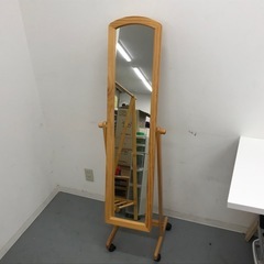 【中古品】NITORI ニトリ 木製キャスター付き 全身鏡 全身ミラー