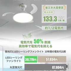 新品　シーリングファンライト led ファン付き照明 扇風機 リモコンの画像