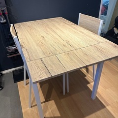 ダイニングテーブル 2人用 DORIS 伸縮 おしゃれ バタフライテーブル ダイニング3点セット フレイヤ 北欧 ドリスの画像