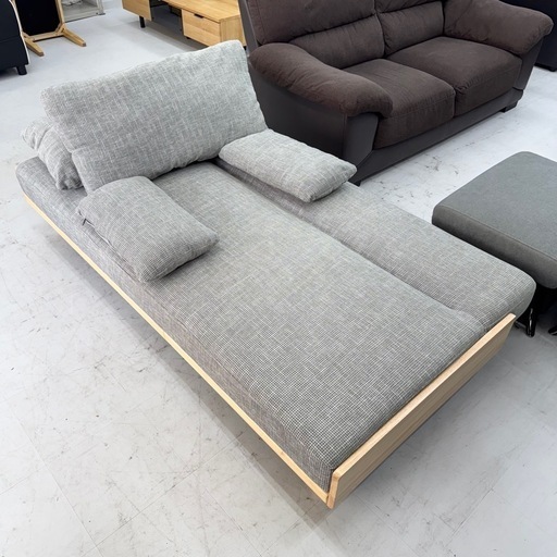 【美品‼️】現行モデル♪ two-one style 186cm幅3人掛けソファベッド 3段階リクライニング 布製グレー♪