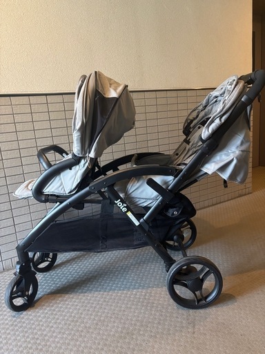 美品 レインカバー付き Joie 2人乗り ベビーカー エヴァライトデュオ