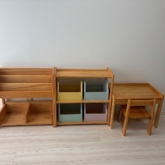 ニトリ　オリーブシリーズ　子供用家具3点セットの画像
