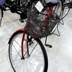 26インチ 軽快車 シティサイクル ママチャリ タウンサイクル 赤 中古品  愛知県東海市 モノ市場東海店の画像