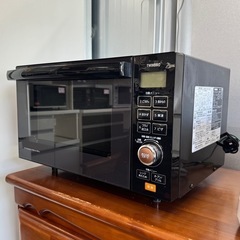 【美品‼️】ツインバード 2019年製 フラット庫内 オーブンレンジ オーブン用丸皿付き ブラック♪の画像