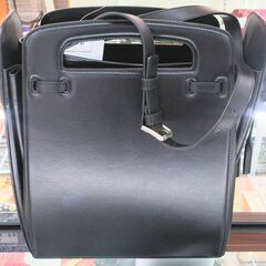 【ドリーム池田店】アミ･パリス　2wayアコーディオンバッグ　ブラック×レザー　保存袋付き　角スレ有　IKZ-797の画像