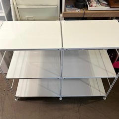 《売約済》【武蔵小山店】 無印良品 スチール ユニットシェルフ 2連 オープンラック オープンシェルフ シンプル MUJI 無印 2段 シェルフ 棚 サイドボード 飾り棚 事務所 リビング の画像