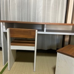長机＆椅子2脚　子ども　勉強机　作業机　デスク　アンティーク　の画像