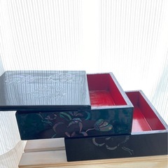 年代物　重箱　二段重　木製　琉球漆器　螺鈿　夜光貝　の画像
