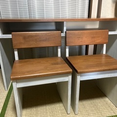 長机＆椅子2脚　子ども　勉強机　作業机　デスク　アンティーク　の画像