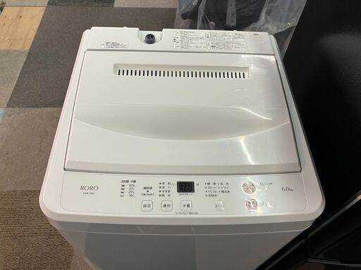 美品 2025年製 全自動洗濯機容量 6.0kg 6キロRORO YWMT60L