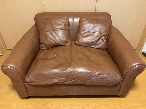 2人掛け皮ソファー ブラウン