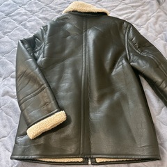 H&M ムートン レザージャケット ブラックの画像