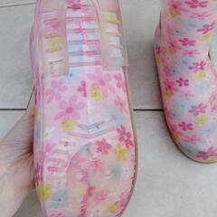 お花柄長靴23.0　レインブーツ　ガーデニングブーツの画像