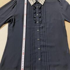 【春・夏】【L】シャツ　ブラウス　レース　長袖　シースルーの画像