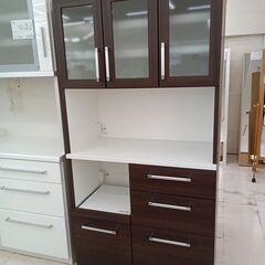 ★ジモティ割あり★  食器棚 ブラウン W88×D46.7×H1...
