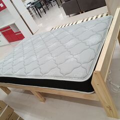 ★ジモティ割あり★  セミダブルロングベッド・フランスベッドマットレス付 ベージュ W120.5×D224.5×H73 クリーニング済み TC8381の画像