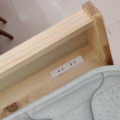 ★ジモティ割あり★  セミダブルロングベッド・フランスベッドマットレス付 ベージュ W120.5×D224.5×H73 クリーニング済み TC8381の画像