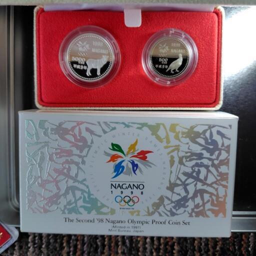 5000円銀貨3枚と500円硬貨4枚 1998長野オリンピック記念プルーフ