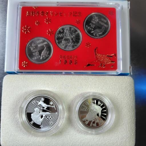5000円銀貨3枚と500円硬貨4枚 1998長野オリンピック記念プルーフ