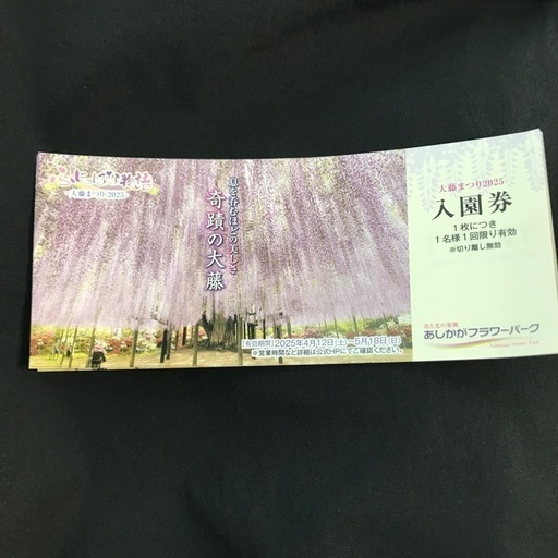 あしかがフラワーパーク　大人2300円→2100円 ×4枚　前売り券