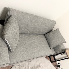 【美品】LOWYA  2人掛け リクライニングソファ 天然木脚 【ファブリック】グレーの画像