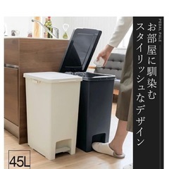 アスベル フタ付きゴミ箱 ECエバンペダル 軽いペダル 45L 白 衛生的 A6891の画像