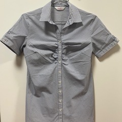 【洋服の青山】ストライプ 半袖シャツ　7号
