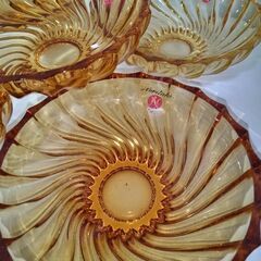 未使用ノリタケ クリスタル 琥珀色 ボウル　中鉢 ５個セット琥珀色の憎い奴の画像