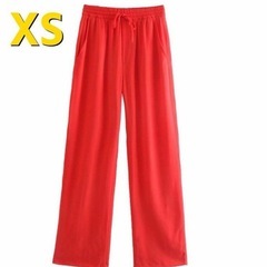 【 XS 】赤色　フルイドパンツ　ハイウエスト　RED ZARA...