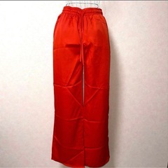 【 XS 】赤色　フルイドパンツ　ハイウエスト　RED ZARA カジュアルの画像