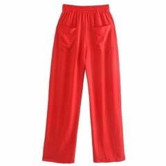 【 XS 】赤色　フルイドパンツ　ハイウエスト　RED ZARA カジュアルの画像