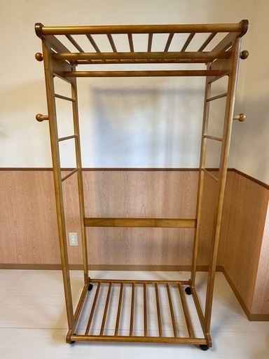 木製ハンガーラック キャスター付き