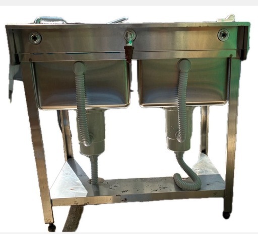 業務用 2槽シンク 水栓 3口蛇口付き 幅600×奥900×高さ750(+100）+70