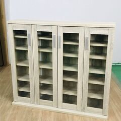 №1028☆新品 4枚ガラス扉　キャビネットW105OK☆【特価品】