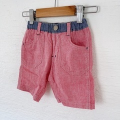 95cm ハーフパンツ レッド デニム風の画像