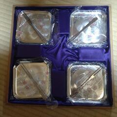 【お話中】【未使用】銀仕上　角銘々皿5枚の画像