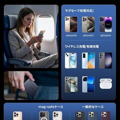 【Magsafe対応·10000mAh大容量 】MOVE SPEED モバイルバッテリー 小型 軽量 マグネット iPhone 16/15/14などとAndroid対応 マグセーフ充電器 新入学 セット LED残量 2台同時充電 PSE認証済の画像