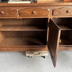 国産 川隅家具 天然木 カントリーキッチン, 幅153cm Usedの画像