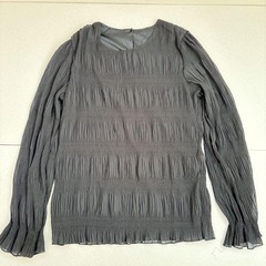 【新品】　ブラウス L　レディース 長袖 シャツ ブラック トップス フレア袖 シンプル 黒の画像