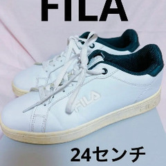FILA ホワイト ネイビー スニーカー 24センチ キッズ レ...