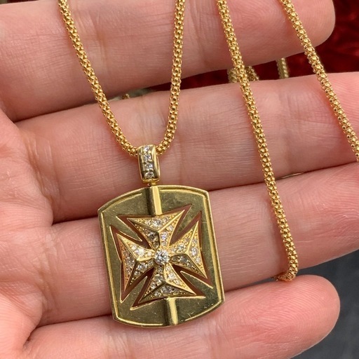 K18 クロスダイヤ　ペンダント　6.6g ゆきざき　グランクロワ　回転式