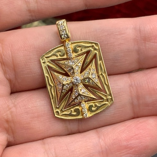 K18 クロスダイヤ　ペンダント　6.6g ゆきざき　グランクロワ　回転式