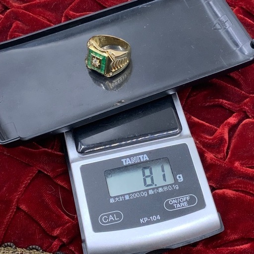 K18 ダイヤ　エメラルド　リング　8.1g 約15号