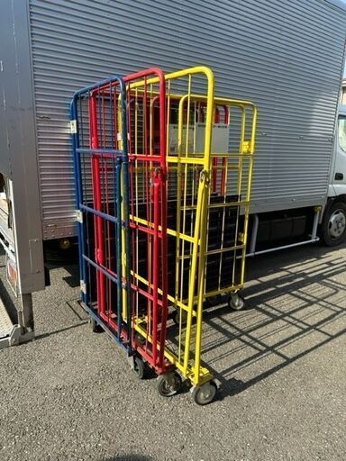状態良好 株式会社マキテック社製 カゴ台車・ロールボックスパレット MPRタイプ 合計3台セット サイズ(約)W1100×D800×H