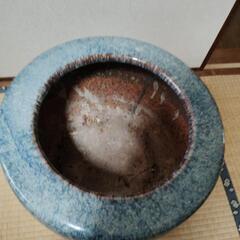 昭和レトロ 海鼠釉 火鉢 陶器鉢  植木鉢の画像