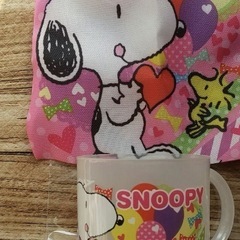 スヌーピー プラスチックコップ 袋付き  4種類セットの画像