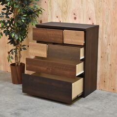 【5/25受渡完了】≪zyt2078ジ限≫ ニトリ 4段チェスト 幅80cm ローチェスト ランダム 80LC DBR ② 引き出し/タンス/KARENA/カレナ/おしゃれ/中古家具/宮城県仙台市 70329-02の画像