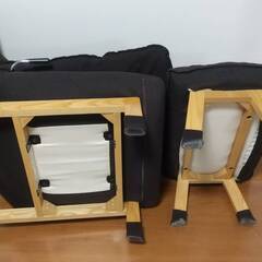 【値下げしました】無印良品：ハイバックリクライニングソファ、オットマン付き！の画像