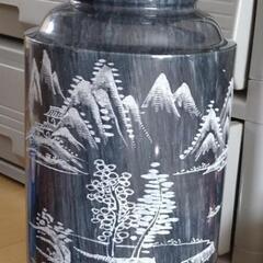 中古品】大理石 壺 花瓶 彫刻 山水画 骨董品 レトロ 古民具 工芸